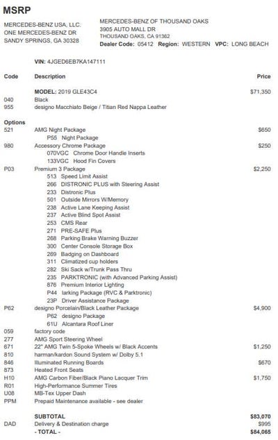 2019 Mercedes-Benz GLE AMG® GLE 43