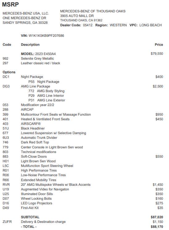 2023 Mercedes-Benz E-Class E 450