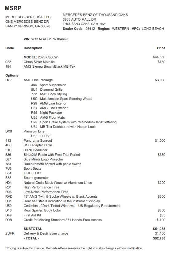 2023 Mercedes-Benz C-Class C 300