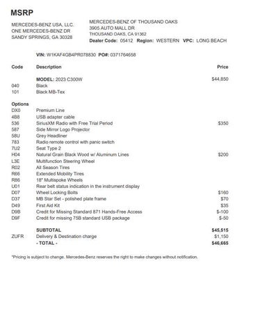 2023 Mercedes-Benz C-Class C 300