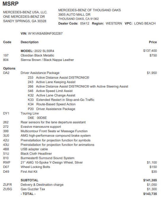 2022 Mercedes-Benz SL-Class AMG® SL 55