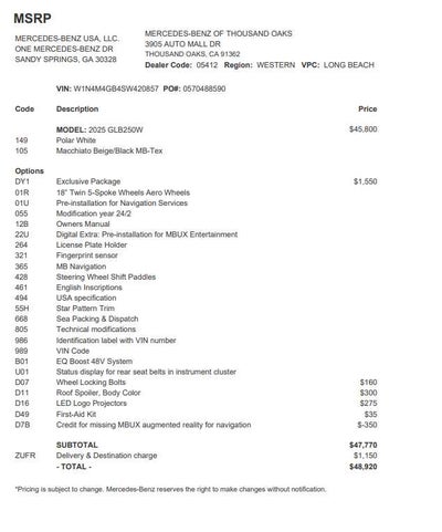 2025 Mercedes-Benz GLB GLB 250