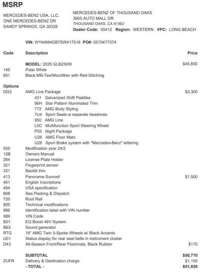 2025 Mercedes-Benz GLB GLB 250