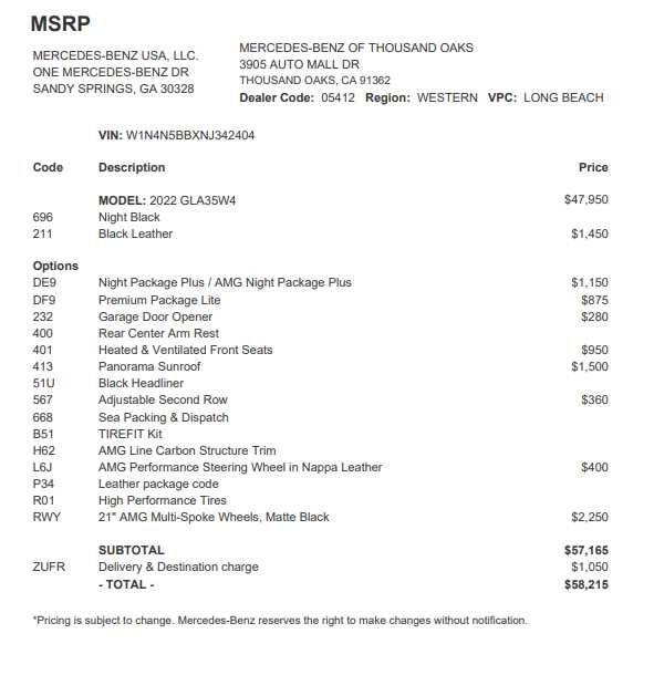 2022 Mercedes-Benz AMG® GLA 35 AMG® GLA 35