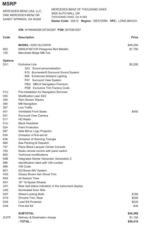 2025 Mercedes-Benz GLC GLC 300