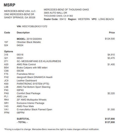 2019 Mercedes-Benz G-Class G 550